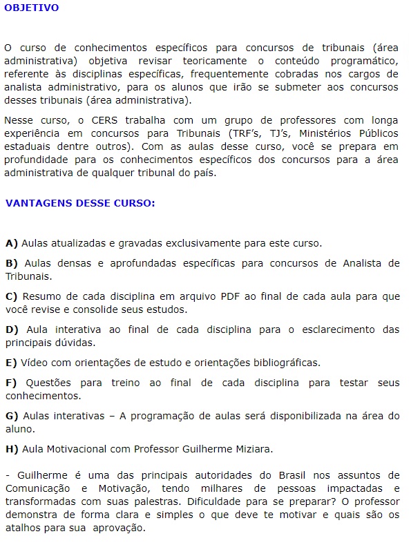 Rateio Analista Administrativo dos Tribunais 2018 - C 5
